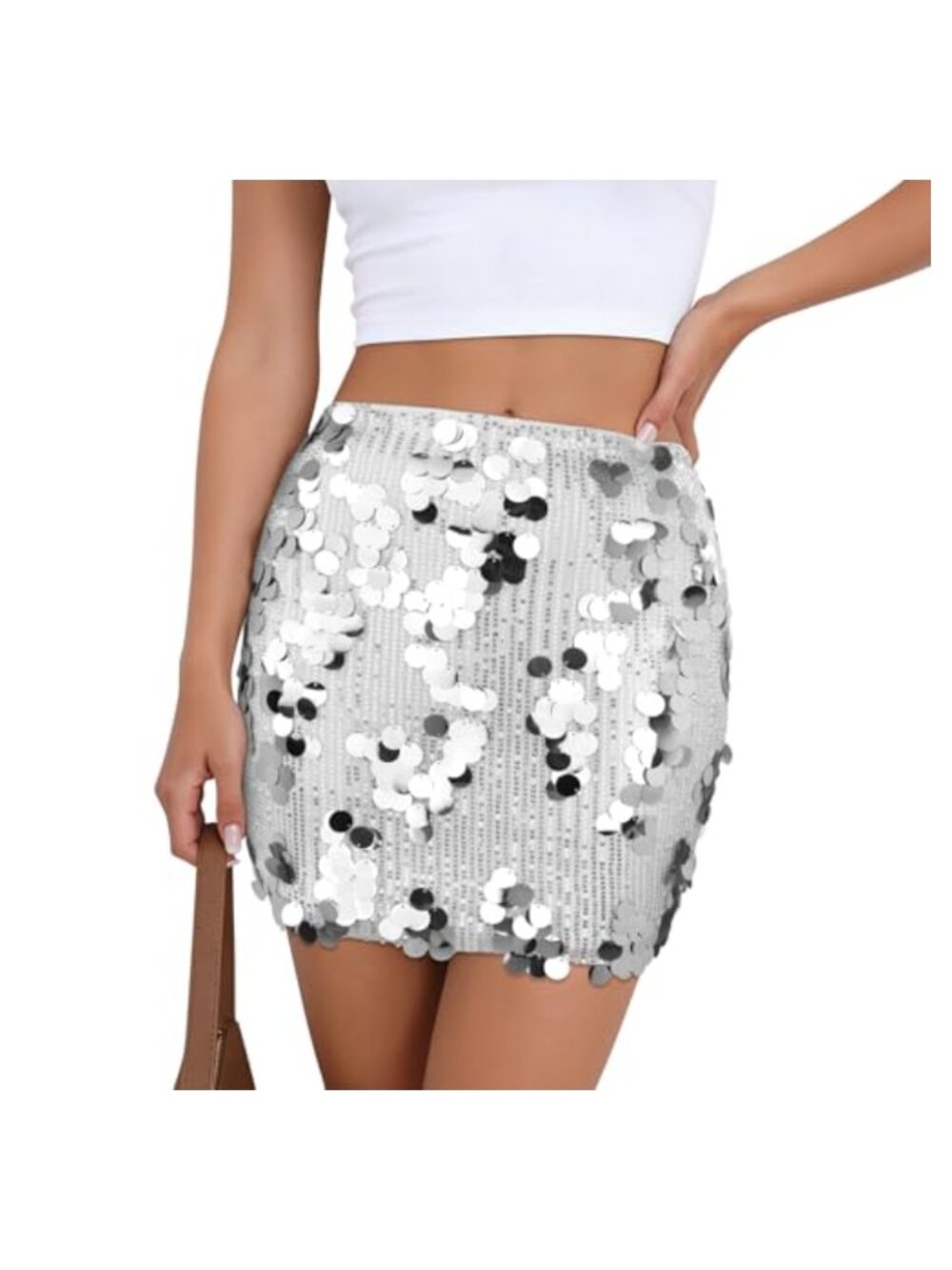 Sequin Mini Skirt Bodycon Stretchy High Shine Glitter Pencil Skirt Night Out